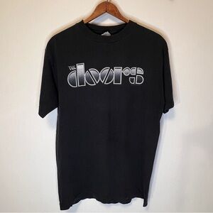 Vintage The Doors Classic Rock Band Black Graphic T-Shirt with Silver Logo